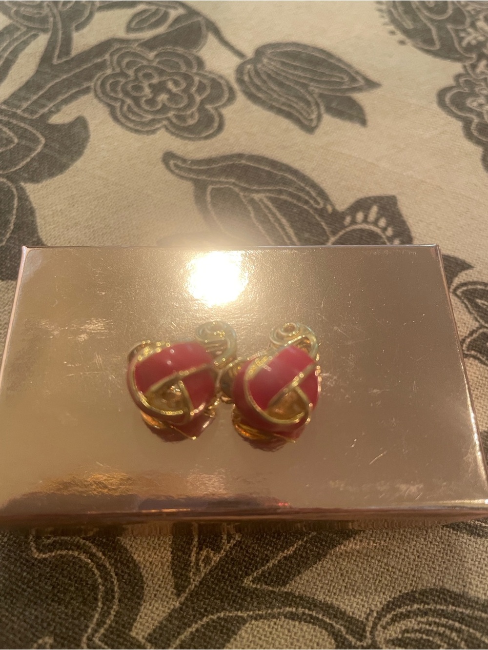 Monet Gold-Tone Red Knot Clip Earrings